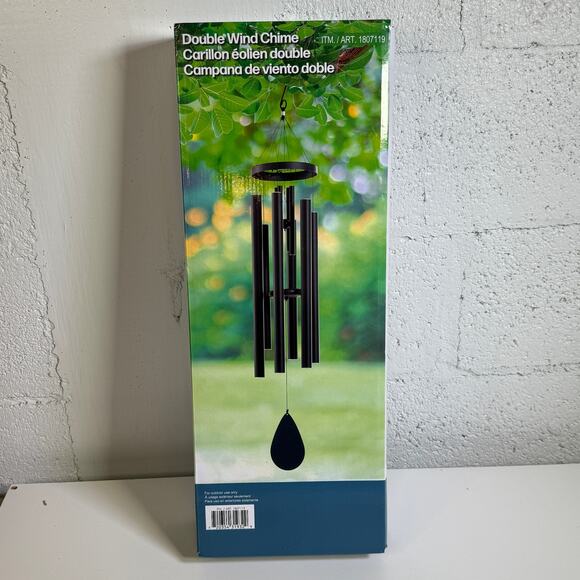 Stylecraft Double Wind Chime, open box 46 in. H, Harmonic harmonic Tubes, black - Picture 1 of 9